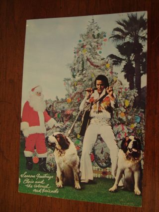 Old Vintage Jumbo Xmas Photo Postcard Elvis Presley Christmas Seasons Greetings