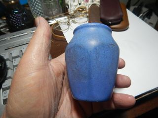Vintage Niloak Cabinet Vase Blue Glaze Art Pottery Old Estate