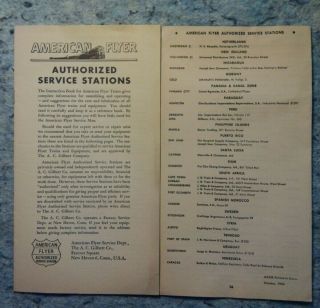 Vintage 1954 American Flyer Authorized Service Stations Booklet M3358