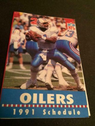 1991 Houston Oilers Football Pocket Schedule Oiler News Version 1 Warren Moon