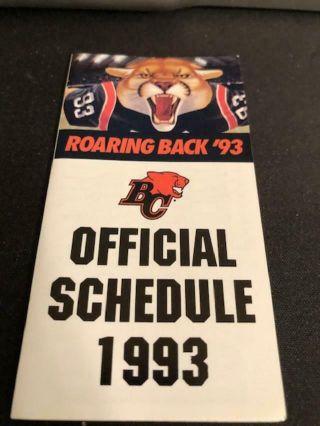 1993 Bc Lions Cfl Canadian Football Pocket Schedule Tickets Version