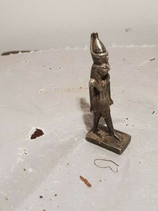 Rare Antique Ancient Egyptian Silver Statue God Horus Protection 1640 - 1570bc