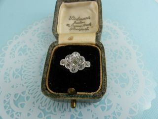 Antique Edwardian 9ct And Platinum Diamond Daisy Cluster Ring 0.  60ct