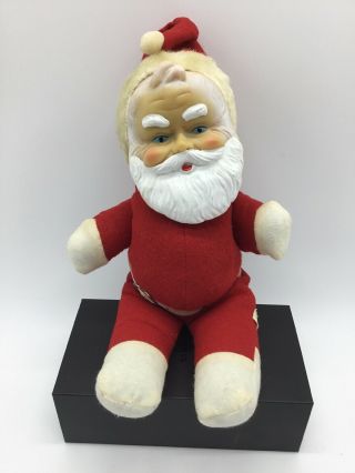 Vintage Rubber Face Plush Santa Claus Christmas Doll 11 " Made In Japan