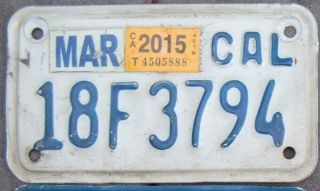 California 2015 Motorcycle Cycle License Plate 18 F 3794 ^