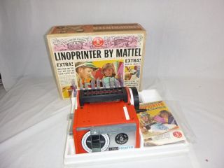 Vtg 1964 Mattel Linoprinter Printing Press Toy W/ Orig Box