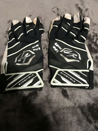 Jake Bauers Game Autographed Batting Gloves Rays Indians