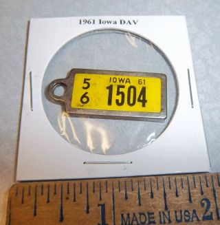1961 Iowa 56 1504 Dav Mini License Plate Keychain Disabled American Vet