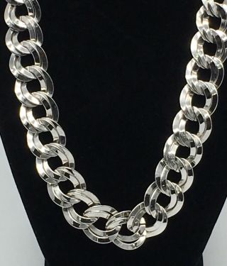 Vintage Monet Chunky Silver Tone Chain Link Necklace