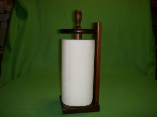 Vintage Solid Wood Paper Towel Holder Wall Or Table Decor 17 " H