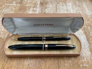 Vintage Sheaffer Fountain Pen & Mechanical Pencil Set W Box 14k Gold Nib