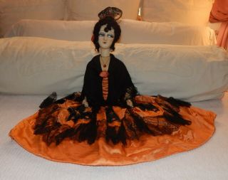 Very Early Vintage French Boudoir Cloth Spanish Doll Senorita