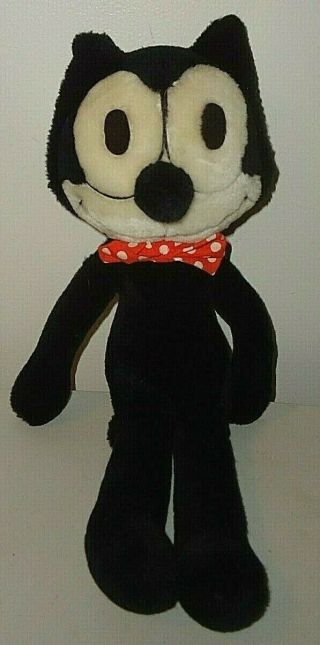 Vintage 1982 Felix The Cat Plush Determined Productions Red White Polka Dot Tie