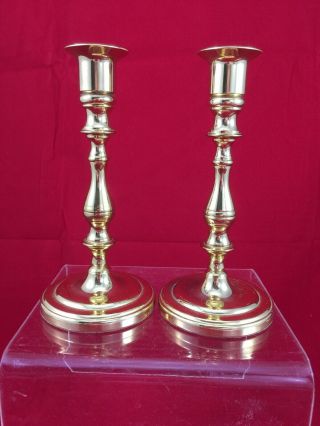 Vintage Pair Heavy Baldwin Polished Brass 6.  75” Tall Candlesticks Candle Sticks