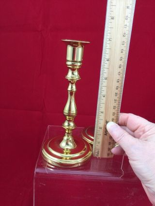 Vintage Pair Heavy Baldwin Polished Brass 6.  75” Tall Candlesticks Candle Sticks 2