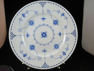 3 Vintage Furnivals Denmark 10 - 1/8 " Dinner Plate Blue White Made In England