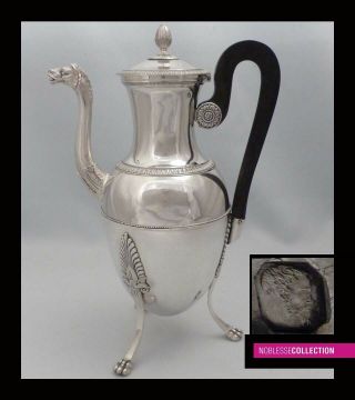 Antique 1820s French Sterling Silver Coffee Pot 11in 772g Empire Paris 1819 - 1838