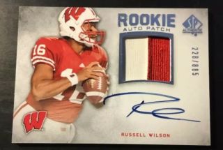 2012 Russell Wilson Sp Authentic Auto Patch Rookie 228/885 Autograph Rc Seahawks