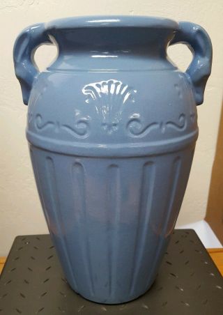 Vintage Robinson Ransbottom Usa Art Pottery Rrpco Blue Oil Jar Floor Vase Sand