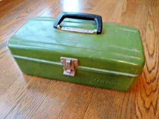 Vintage Union Steel Corp.  Tool Utility Tackle Box Green 13 " X 6 "