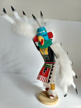 Native American Navajo Kachina Doll Eagle Handmade Signed Art Vintage Feathers