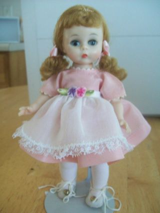 Vintage Alexander - Kins 8 " Bkw Doll In Tagged Pink Dress & White Lace Apron