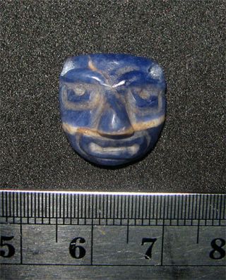 Rare Pre - Columbian Moche I Lapis Lazuli Face Spacer Bead