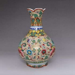 Antique Chinese Porcelain Kylin Famille - Rose Vase Qianlong Marked 2