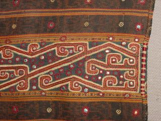 Wonderful Antique Sumatra Lampung Tapis With Ikat Weaving Hg