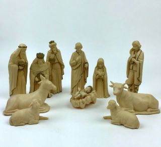 Vintage 1960s Mid Century Hong Kong Nativity Plastic 11 Figurines Set Christmas