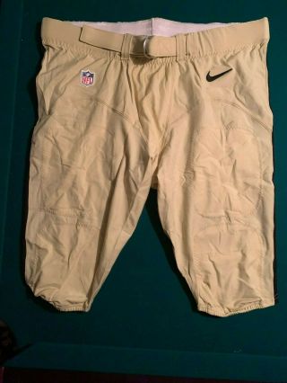 Orleans Saints Size 48 Gold Game Worn / Issued Nike Football Pants W/ Belt