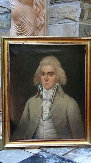 Antique 19c French Oil On Canvas Portrait Of A Young Gentleman