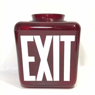 Vintage Art Deco Red Ruby Exit Sign Ceiling Lamp Light