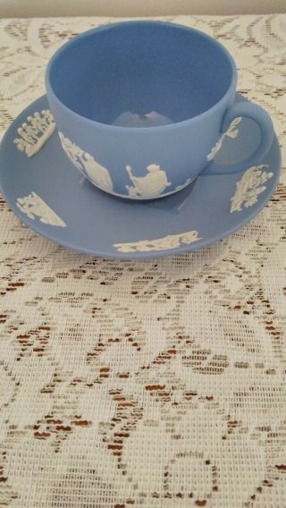 Vintage Wedgewood Jasperware Cup And Blue/white Greek Neoclassic