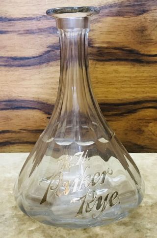 Antique Back Bar Bottle With Gold Print - R.  H.  Parker Rye