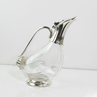 Vintage Royal Crystal Rock Silverplate & Crystal Duck Shaped Wine Decanter 9.  5 "