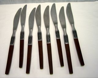 8 Vintage Ekco Eterna La Joya Mid - Century Danish Stainless Dinner Knives Japan