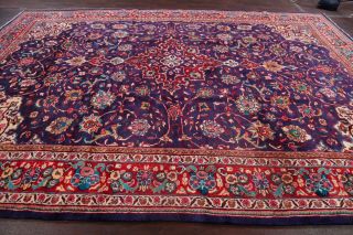 Outstanding Floral Navy Blue Sarouk Oriental Area Rug Wool Hand - Knotted 9 