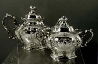 Gorham Sterling Silver Tea Set 1911 - Hand Decorated