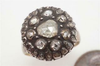 Antique Georgian Gold & Silver PavÉ Rose Cut Diamond Cluster Ring C1800