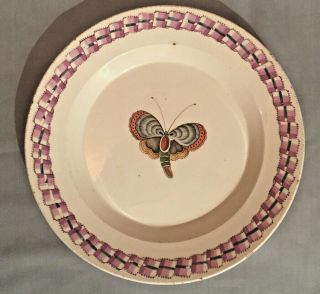 Rare Early 19th Century Naples Real Fabbrica Vecchio Napoli Butterfly Plate