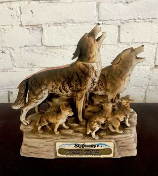 Vintage Ski Country Coyote Family Decanter Limited Edition 1977