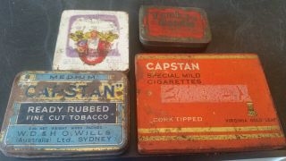 4 X Vintage Tobacco Tins Yankee Doodle Flake Cut Etc.