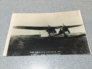 Pan Am American Airlines Postcard Rppc Airmail / Passerngers Fokker F7