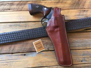 Vintage Brown Leather Suede Lined Holster For 6 " S&w Revolver Medium Frame