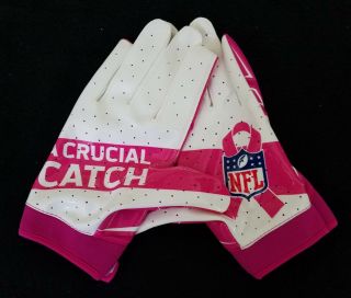 Baltimore Ravens Nfl Locker Room Player Issued Breast Cancer Gloves - Size L