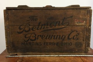 Rare Antique Pre Prohibition Belmont Brewing Co Martins Ferry Beer Crate Box Vtg