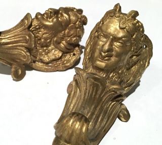 Antique Brass / Bronze Ormolu Clock Feet Devil - Pair