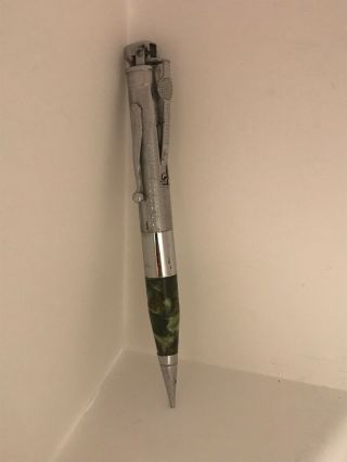 Ronson " Penciliter " Mechanical Pencil And Lighter Green Pearl Vintage