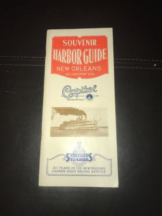 Vintage 1928 Brochure Souvenir Harbor Guide Port Of Orleans Capitol Steamer